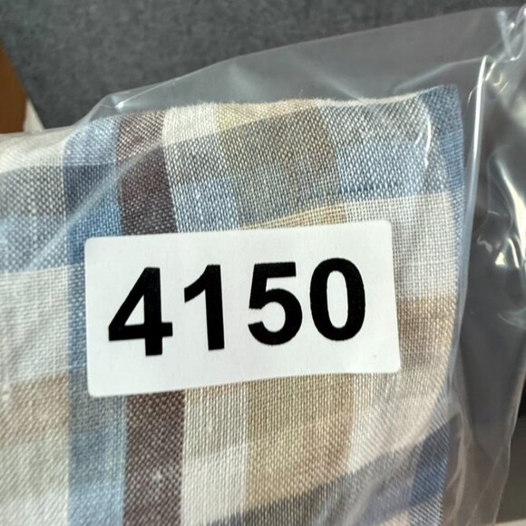 Todd Snyder Mens LS Button Shirt 100% Linen Blue Brown White Check Sz Large Lux - Picture 12 of 12